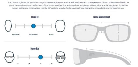 costa del mar size guide.